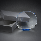 Crystal Award - Octagon with Blue Accent