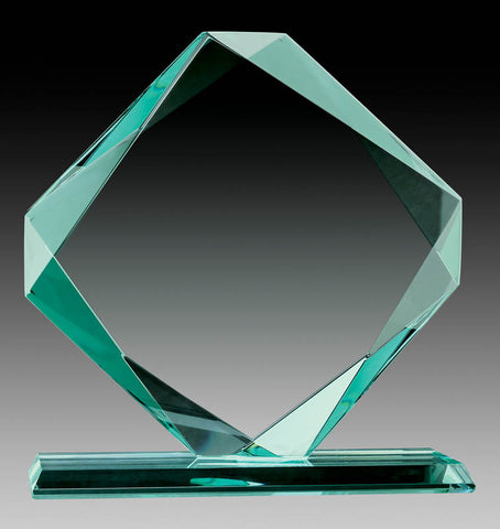Glass Award - Jade - Diamond Shape, 6 inch