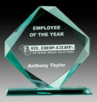 Glass Award - Jade - Diamond Shape, 6 inch