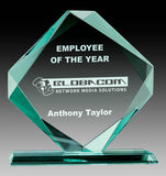 Glass Award - Jade - Diamond Shape, 6 inch