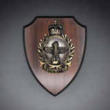 Laminated Wood Plaque - Pewter Crest