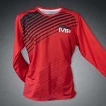 Surge Activewear - Lightweight - LONG Sleeve Shirt - RED/BLACK Stripes