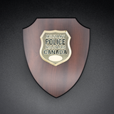 Wood Laminated Shield Plaque with Pewter Crests or Badge
