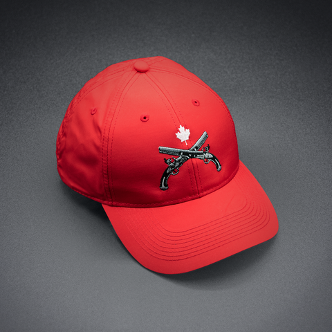 Ball Cap - Crossed Pistols & Canadian Maple Leaf (Black or Red)