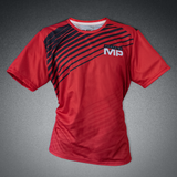 Surge Activewear - Lightweight - SHORT Sleeve Shirt - RED/BLACK Stripes