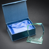 Trophée en verre – Série Prestige en verre jade – Rectangle courbé