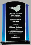 Glass Award - Black Reflection with Blue Accents
