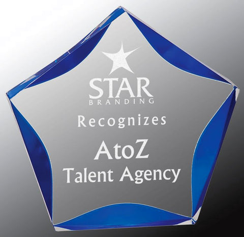 Glass Award - Blue Acrylic Star