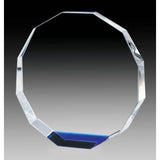 Crystal Award - Octagon with Blue Accent