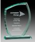 Trophée en verre – Série Prestige en verre jade – Rectangle courbé
