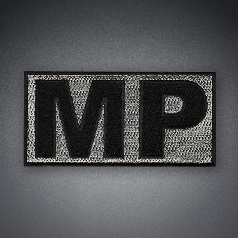 Patch - "MP" Black Letters on Tan background